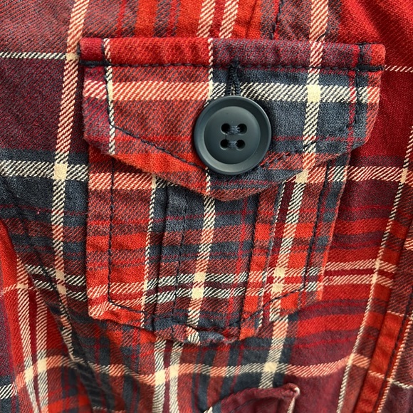 Rubbish Red Navy Plaid Button Front Crop Jacket - Picture 4 of 7
